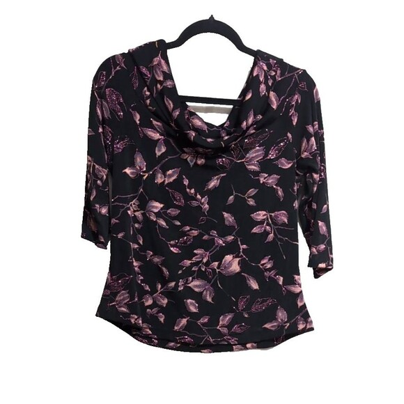 JBS LTD Top Metallic Pink Sparkle Cowl Neck/Back Vintage Size XL Holiday Festive - Picture 1 of 16